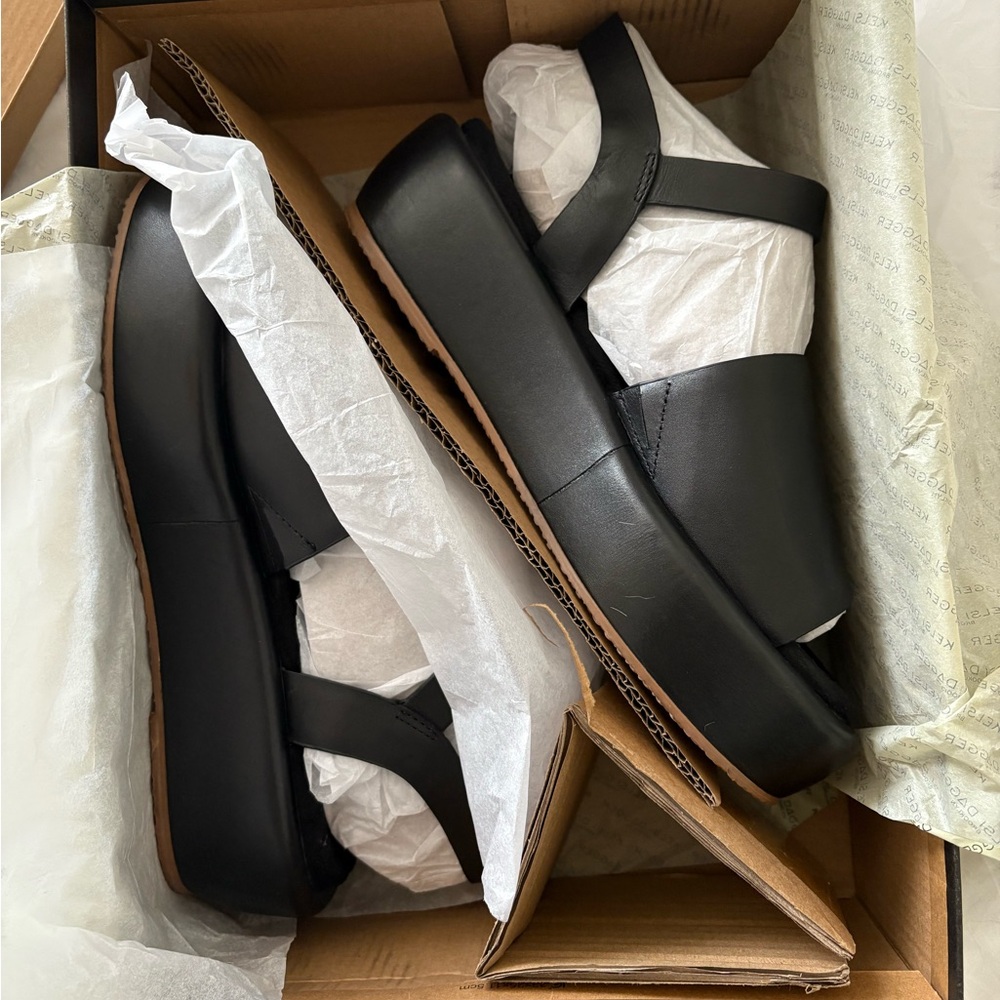 NEW! Kelsi Dagger Black Birdie Platform Sandals - Genuine Leather - Picture 12 of 14